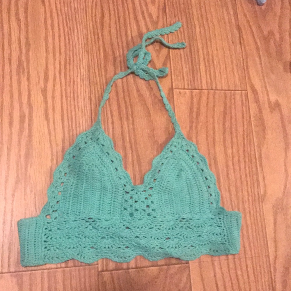 Bikini top from Etsy (small tanning oil stain)